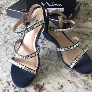 Navy wedge sandal